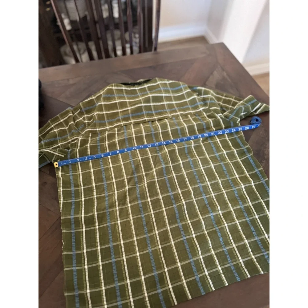 Woolrich Green Plaid‎ Men Short Sleeve Button Shirt Size XL Fishing Pocket